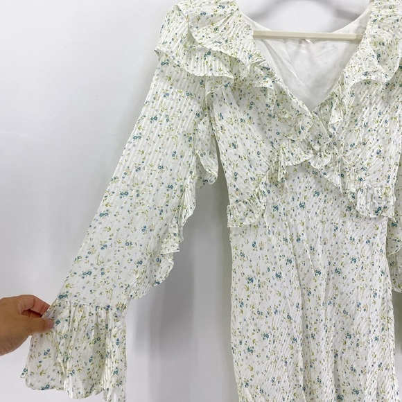 FREE People Sweetest Thing Floral Ruffle Satin Mini Dress - Picture 7 of 12